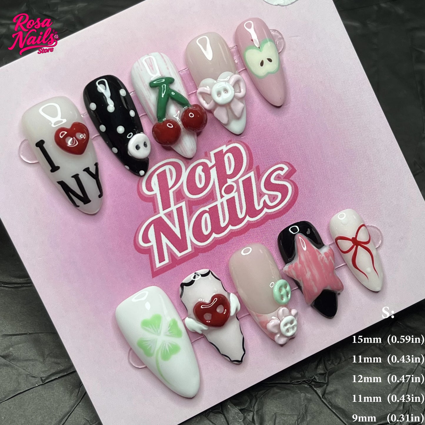 10pcs Handmade Press on Nails Cute 3D Banana Nail Art Presson False Nail Thick Acrylic Hand Painted Lemon Almond Press ons Nails