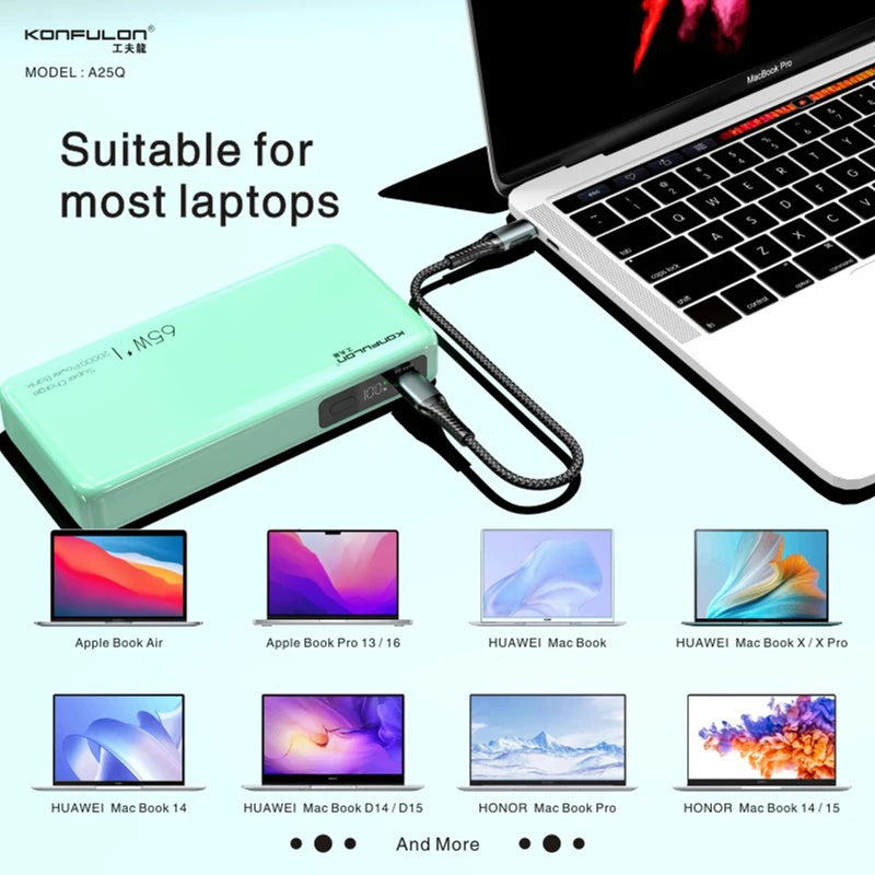 65W Power Bank 20000mAh Portable Charging Powerbank Mobile Phone External Battery PD QC 3.0 Charger 22.5W Poverbank 20000