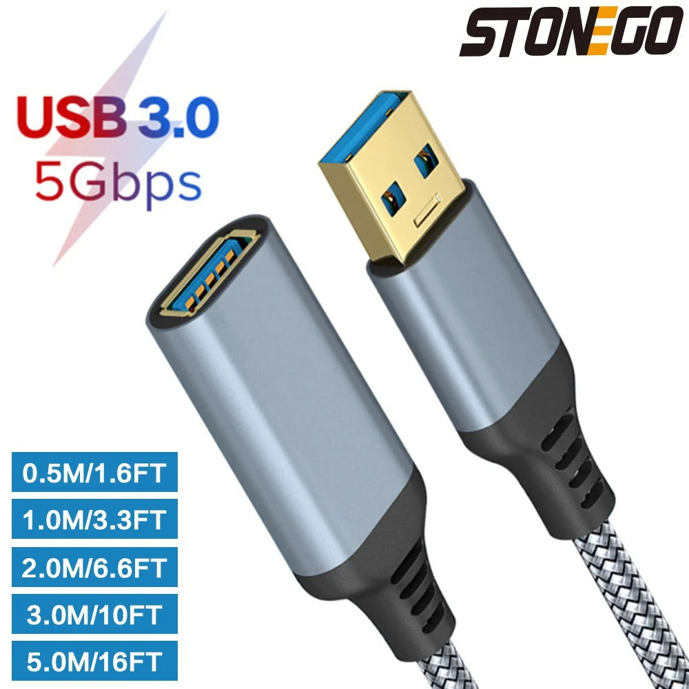 USB 3.0 Extension Cable 3ft/6ft, Male To Female Braided Cord, High Speed Data Transfer for Keyboard/Mouse/Flash Drive