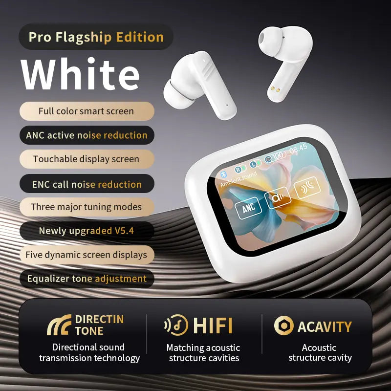 2025 New Wireless Earbuds With Touch Screen In-Ear Earphone ANC Noise Cancellation Long Battery ENC Compatible With IOS Android