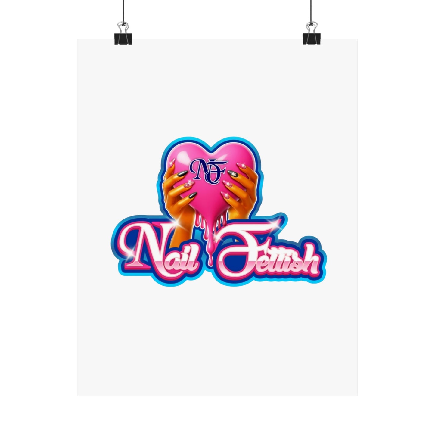 Nail Art Poster, Pink Heart Wall Decor, Nail Salon Decor, Beauty Room Art, Gift for Nail Enthusiasts, Matte Vertical Prints