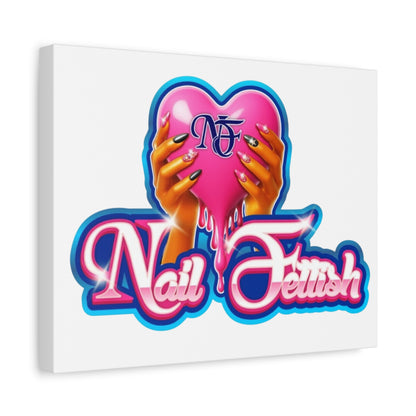 Nail Art Canvas, Wall Decor, Beauty Lover Gift, Girly Room Decor, Feminine Art, Nail Salon Decor, Heart Theme