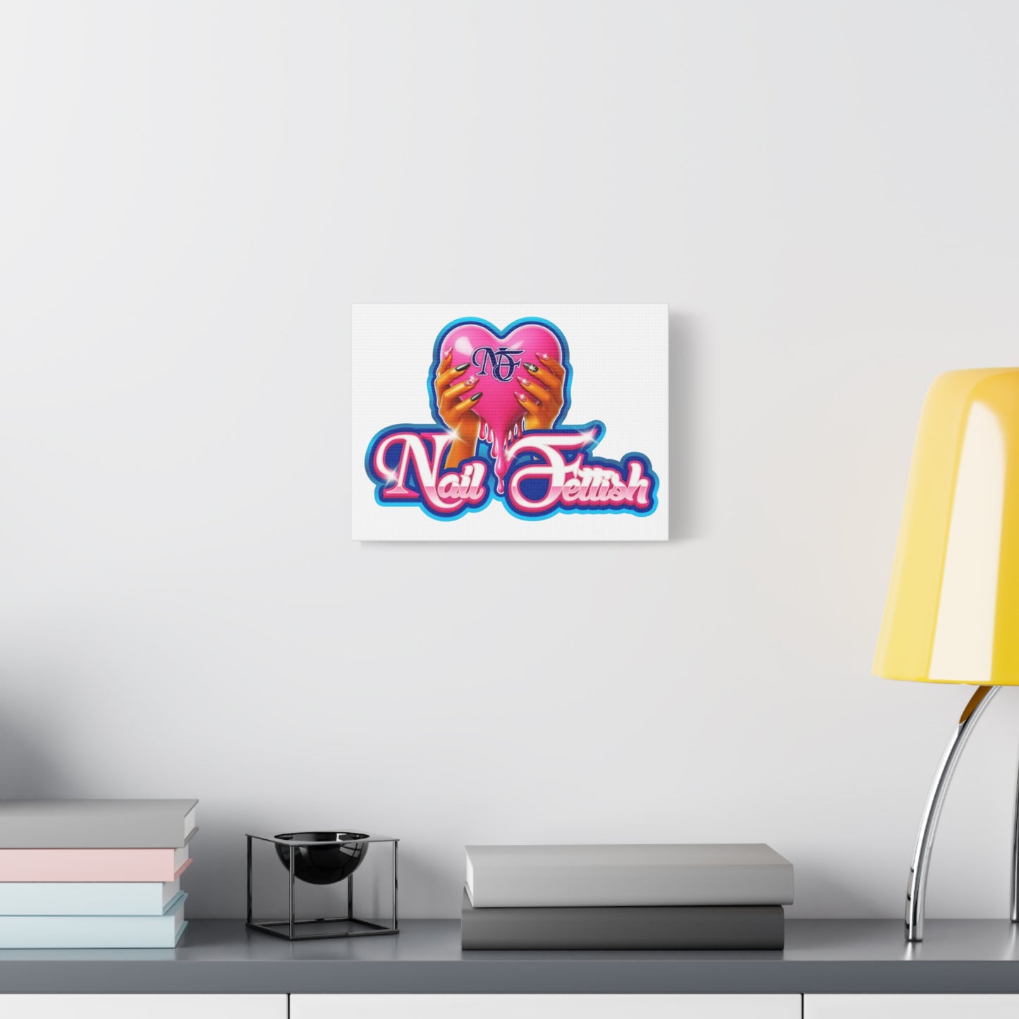 Nail Art Canvas, Wall Decor, Beauty Lover Gift, Girly Room Decor, Feminine Art, Nail Salon Decor, Heart Theme