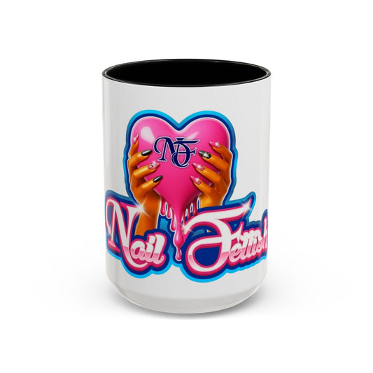 Nail Art Lovers' Accent Coffee Mug - Perfect Gift for Nail Enthusiasts, Makeup Accessories, Birthday, Self-Care