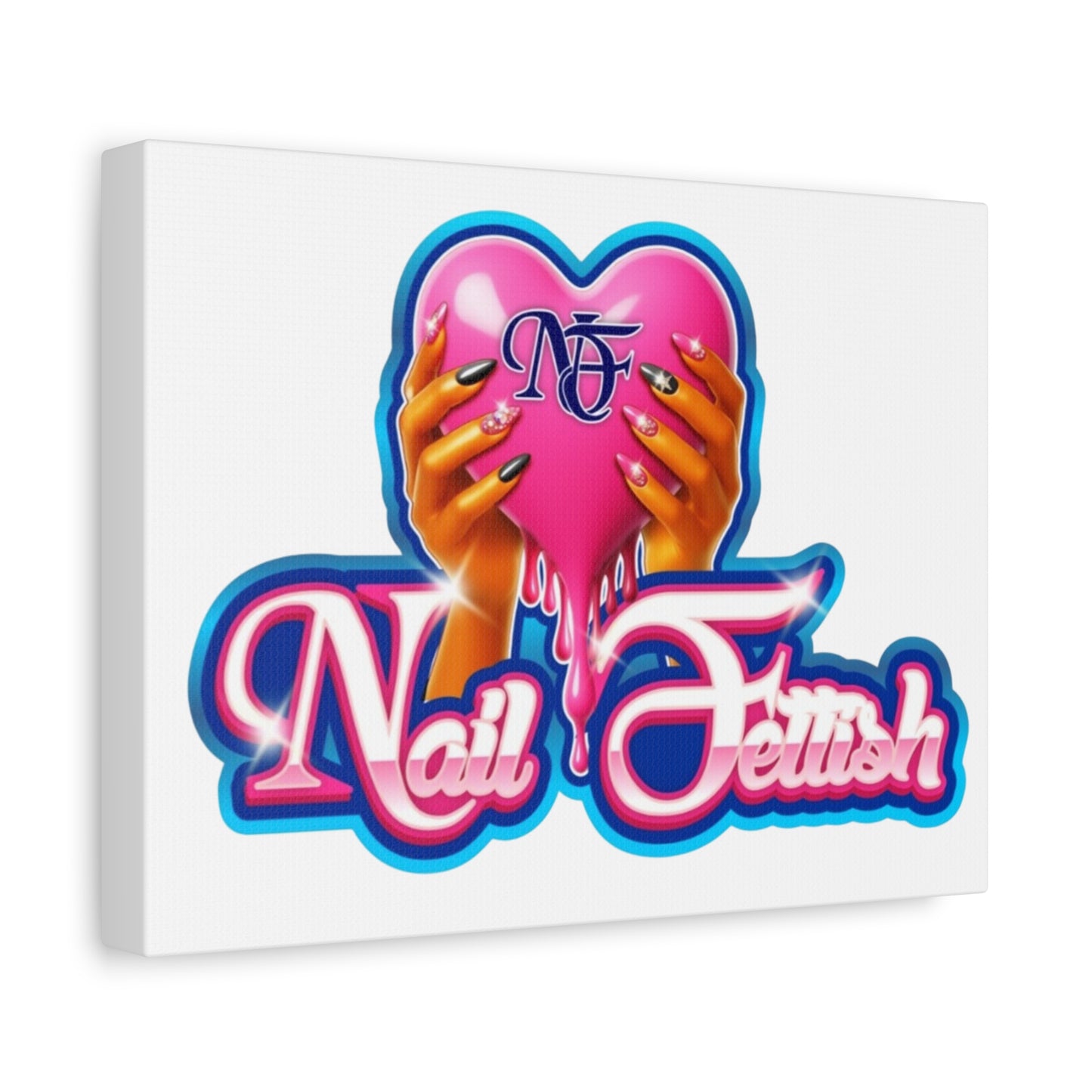 Nail Art Canvas, Wall Decor, Beauty Lover Gift, Girly Room Decor, Feminine Art, Nail Salon Decor, Heart Theme