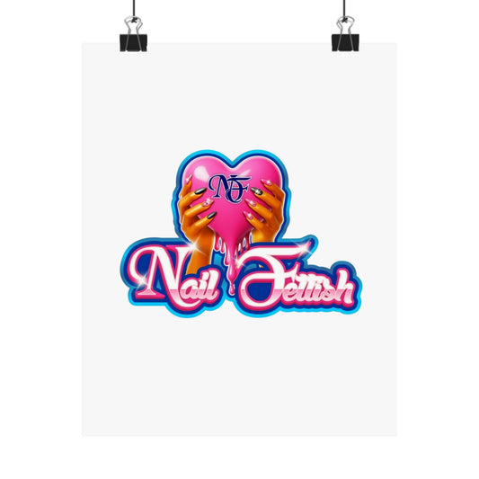 Nail Art Poster, Pink Heart Wall Decor, Nail Salon Decor, Beauty Room Art, Gift for Nail Enthusiasts, Matte Vertical Prints