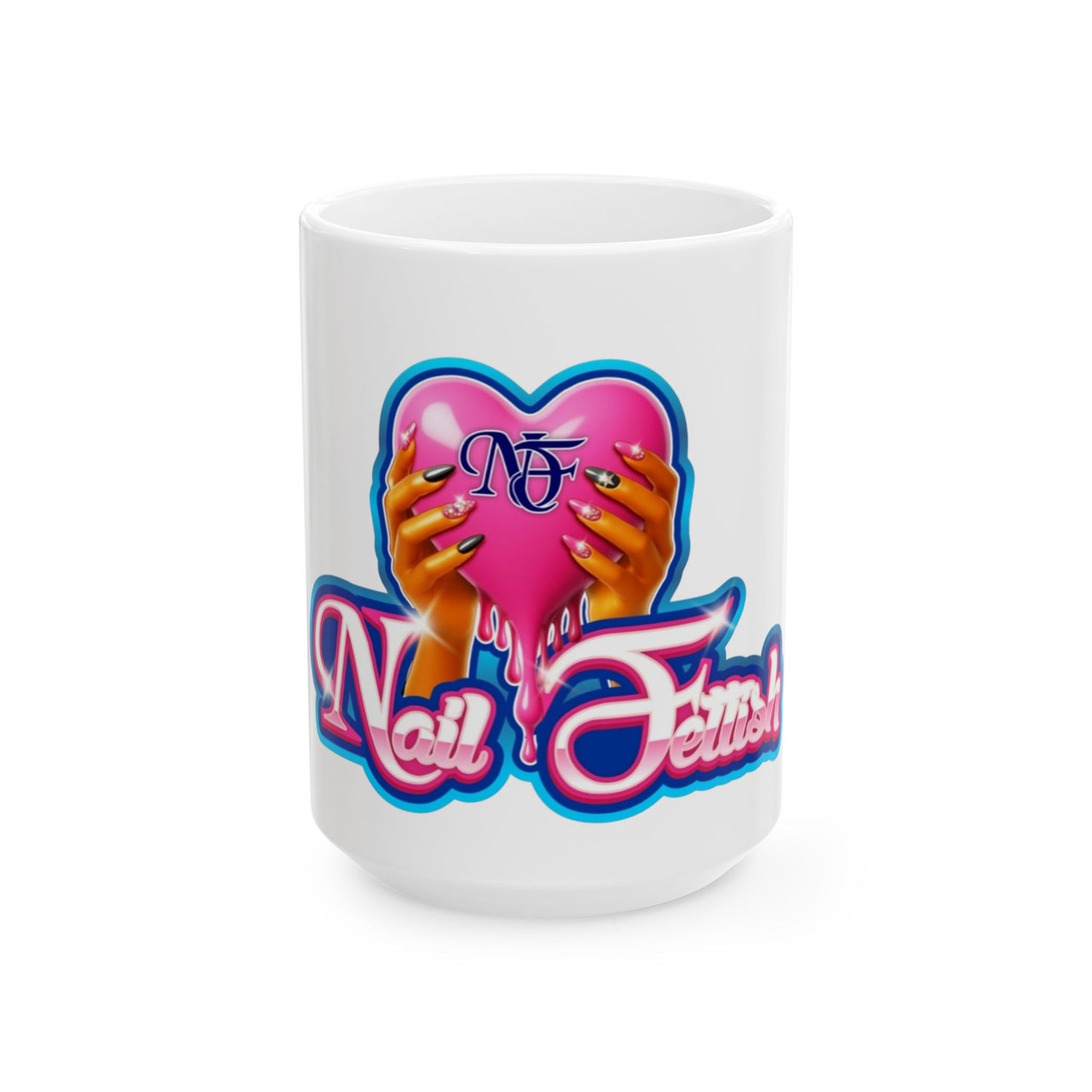 Nail Art Lover's Heart Mug, Cute Ceramic Coffee Mug, Gifts for Nail Technicians and Beauty Enthusiasts, Birthday, Self-Care, Cute Home Decor