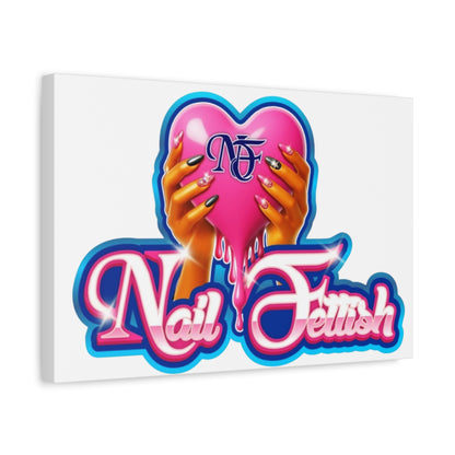 Nail Art Canvas, Wall Decor, Beauty Lover Gift, Girly Room Decor, Feminine Art, Nail Salon Decor, Heart Theme