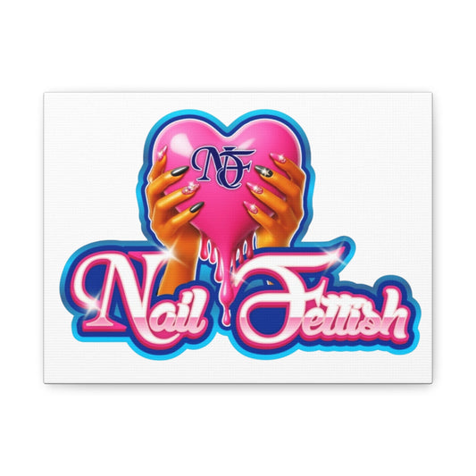 Nail Art Canvas, Wall Decor, Beauty Lover Gift, Girly Room Decor, Feminine Art, Nail Salon Decor, Heart Theme