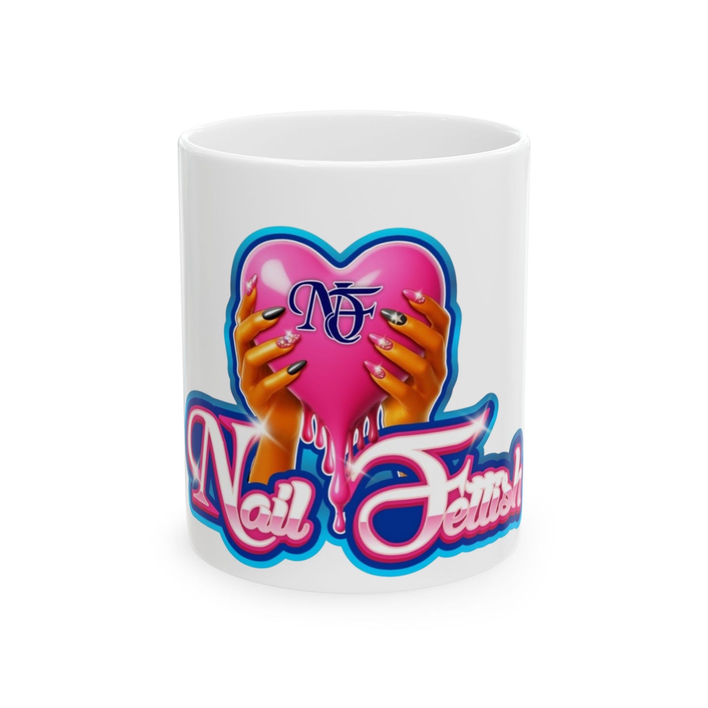 Nail Art Lover's Heart Mug, Cute Ceramic Coffee Mug, Gifts for Nail Technicians and Beauty Enthusiasts, Birthday, Self-Care, Cute Home Decor