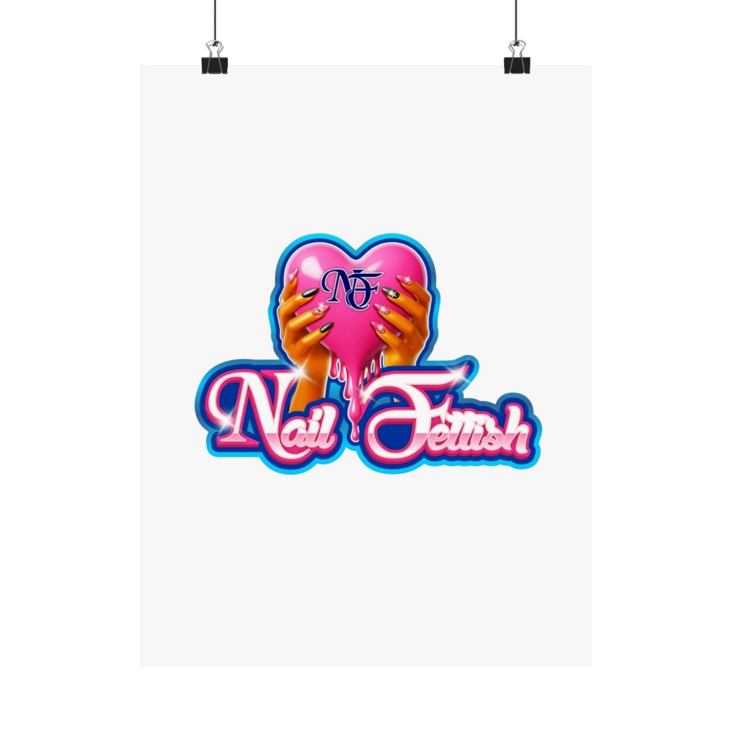 Nail Art Poster, Pink Heart Wall Decor, Nail Salon Decor, Beauty Room Art, Gift for Nail Enthusiasts, Matte Vertical Prints