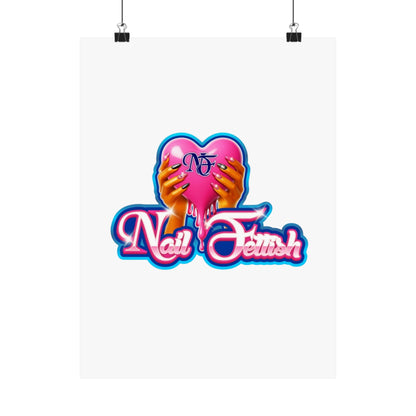 Nail Art Poster, Pink Heart Wall Decor, Nail Salon Decor, Beauty Room Art, Gift for Nail Enthusiasts, Matte Vertical Prints
