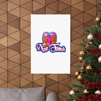 Nail Art Poster, Pink Heart Wall Decor, Nail Salon Decor, Beauty Room Art, Gift for Nail Enthusiasts, Matte Vertical Prints