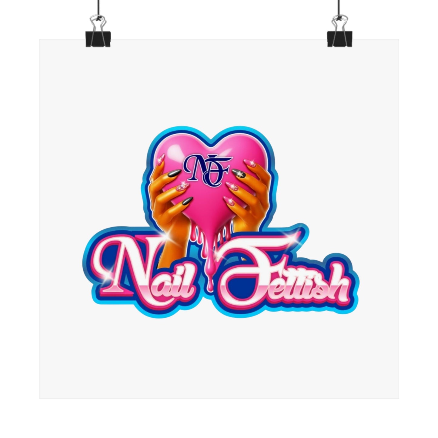 Nail Art Poster, Pink Heart Wall Decor, Nail Salon Decor, Beauty Room Art, Gift for Nail Enthusiasts, Matte Vertical Prints