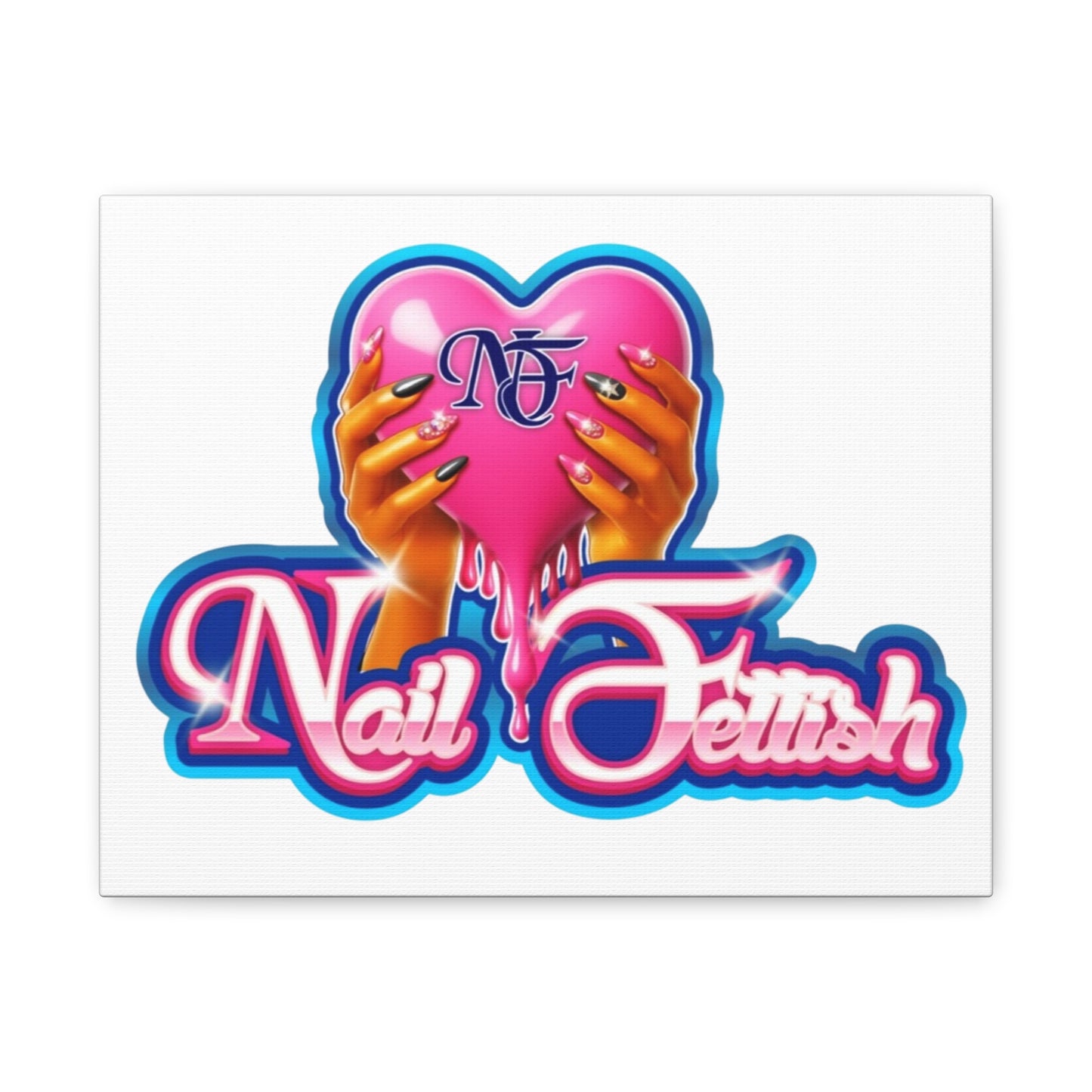 Nail Art Canvas, Wall Decor, Beauty Lover Gift, Girly Room Decor, Feminine Art, Nail Salon Decor, Heart Theme