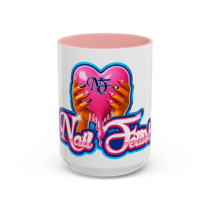 Nail Art Lovers' Accent Coffee Mug - Perfect Gift for Nail Enthusiasts, Makeup Accessories, Birthday, Self-Care