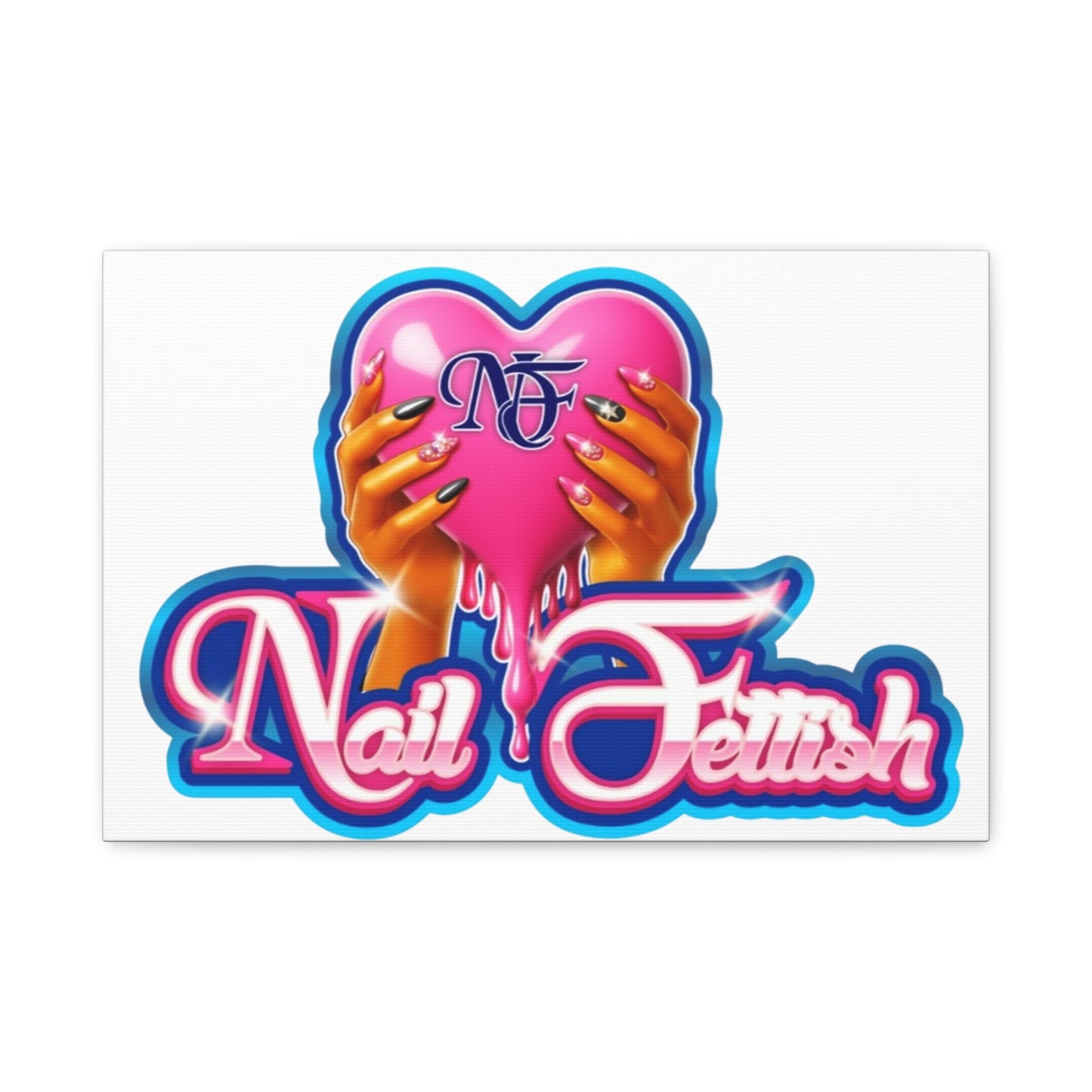 Nail Art Canvas, Wall Decor, Beauty Lover Gift, Girly Room Decor, Feminine Art, Nail Salon Decor, Heart Theme