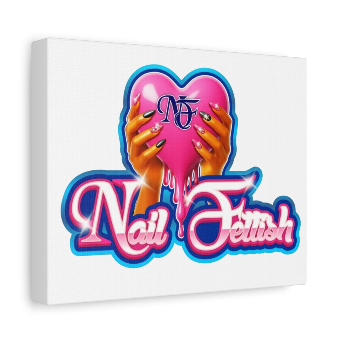 Nail Art Canvas, Wall Decor, Beauty Lover Gift, Girly Room Decor, Feminine Art, Nail Salon Decor, Heart Theme