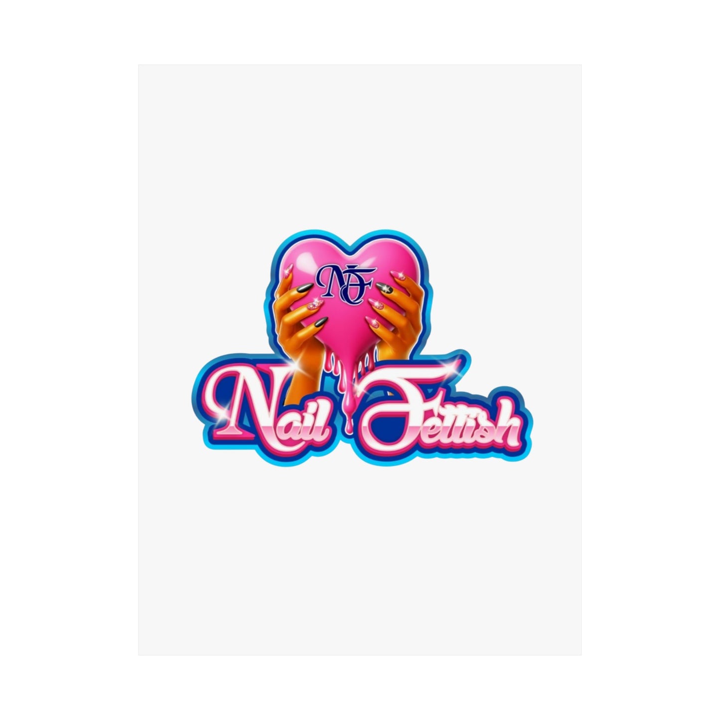 Nail Art Poster, Pink Heart Wall Decor, Nail Salon Decor, Beauty Room Art, Gift for Nail Enthusiasts, Matte Vertical Prints