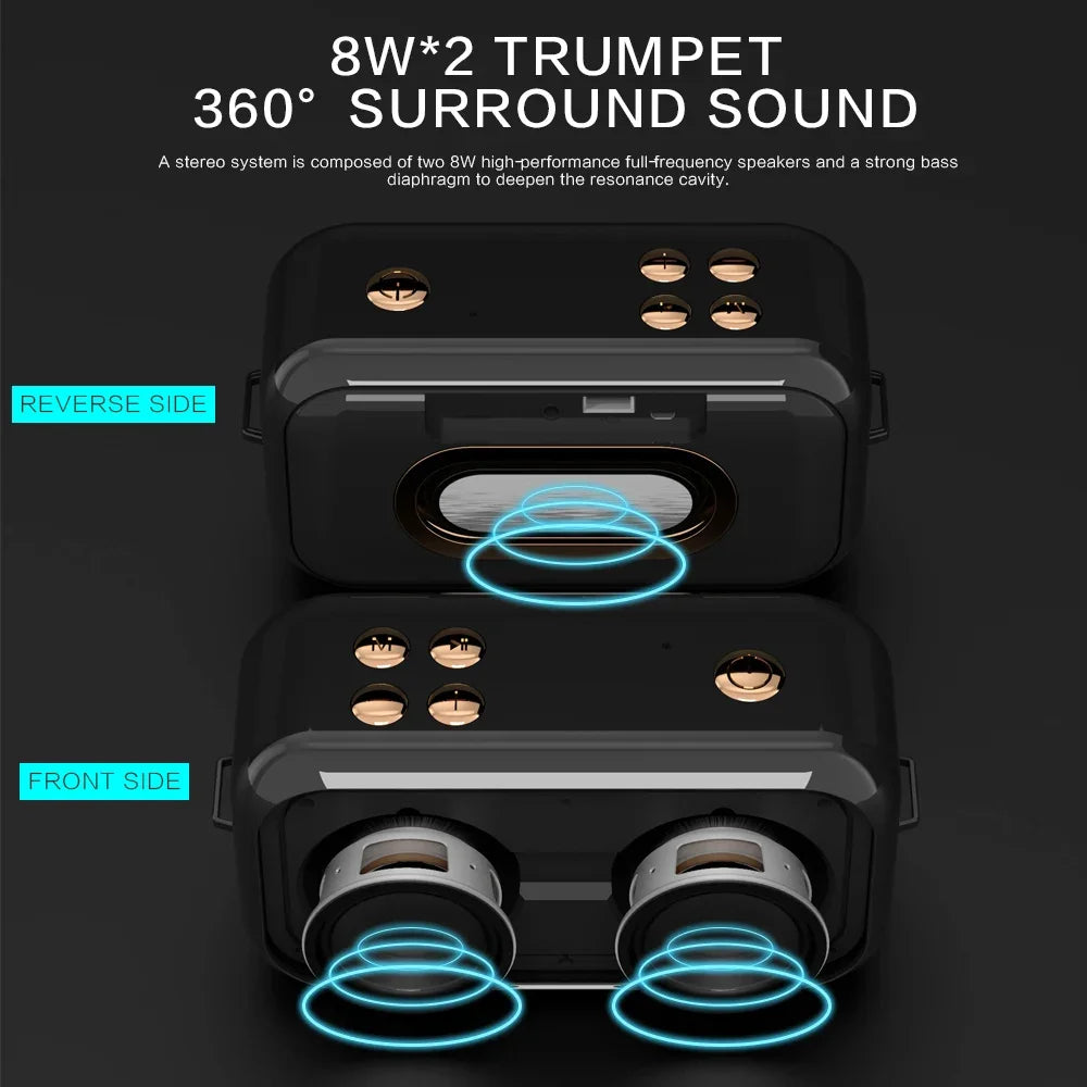 Bluetooth Speaker Wireless Portable Stereo Sound with Deep Bass Treble Wireless 5.0 TWS TF Card USB AUX Audio Input