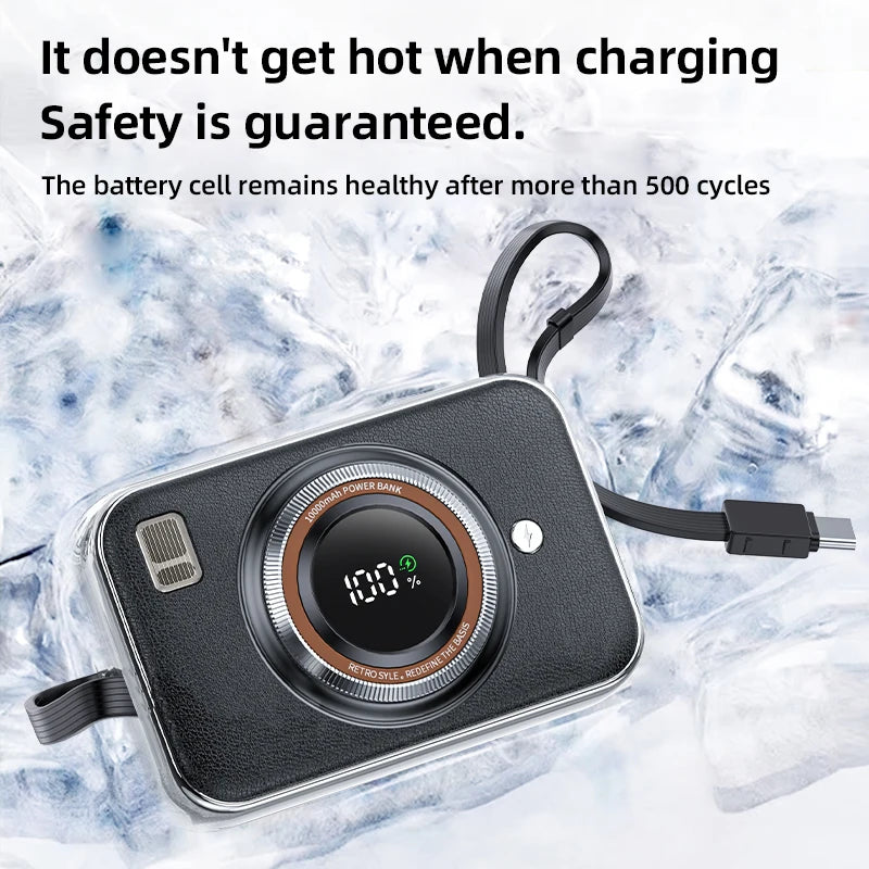 Power Bank 10000mAh Large Capacity Power Bank With 2 Cables PD Fast Charging Powerbank Rechargeable Batteries Portable Battery