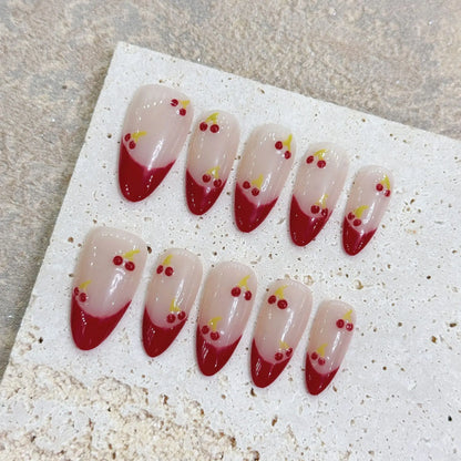 Simple French Press on Nails Solid Color Nude Pink Almond Nails Acrylic Artificial False Nails with Glue Full Cover Nail Tip Art
