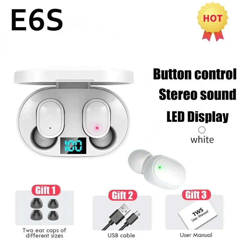 E6S Wireless Earphones Bluetooth Headphone Gaming Headset TWS E7S Sports Earbuds Noise Cancelling Headset for IOS Android