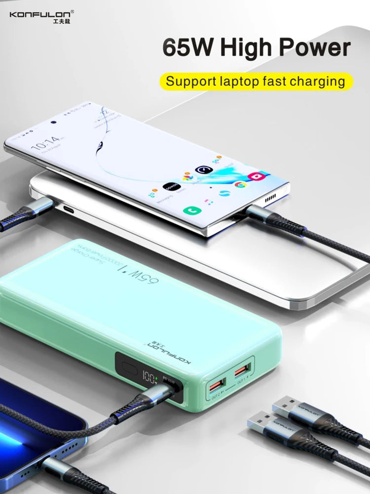 65W Power Bank 20000mAh Portable Charging Powerbank Mobile Phone External Battery PD QC 3.0 Charger 22.5W Poverbank 20000