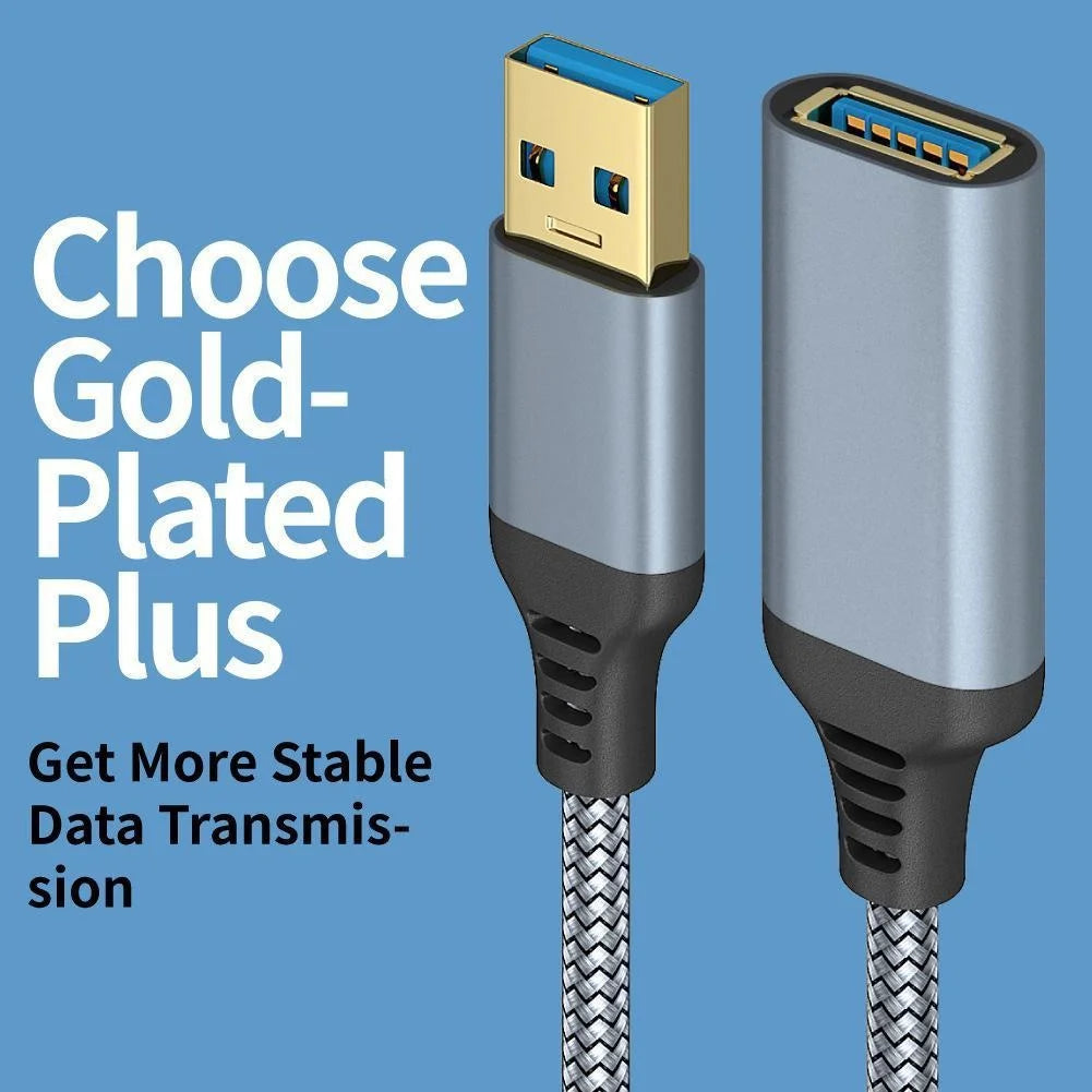 USB 3.0 Extension Cable 3ft/6ft, Male To Female Braided Cord, High Speed Data Transfer for Keyboard/Mouse/Flash Drive