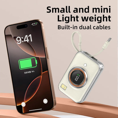 Power Bank 10000mAh Large Capacity Power Bank With 2 Cables PD Fast Charging Powerbank Rechargeable Batteries Portable Battery