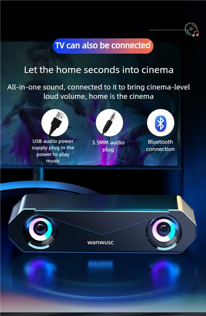 Bluetooth Speaker USB Wired Speaker Computer Soundbar Stereo Surround Subwoofer for Pc Laptop Theater Surround Audio System