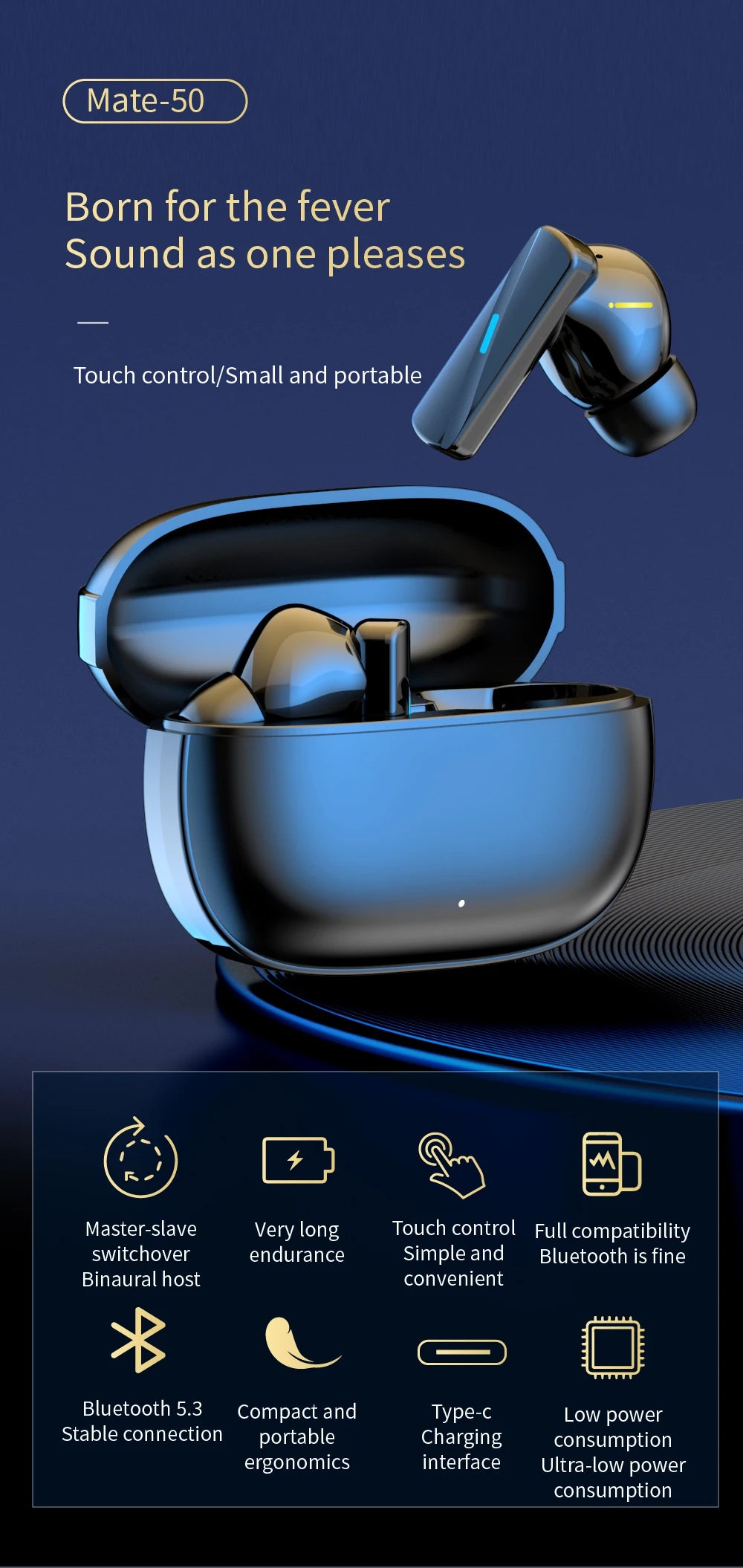 Earbuds True Wireless Earphone Noise Cancelling Update Bluetooth 5.3 Headset HD Music Headphone In-Ear Handsfree With Mic