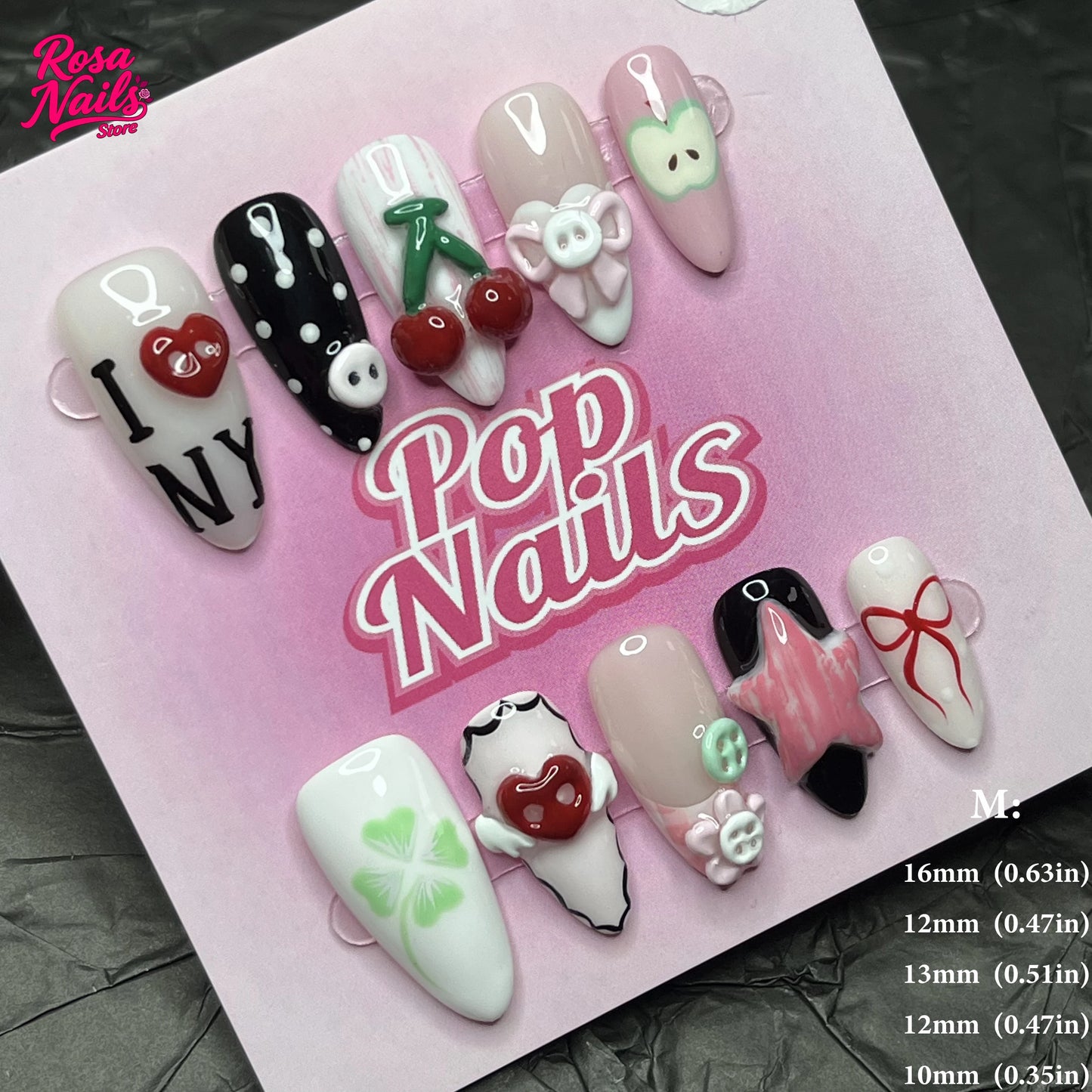 10pcs Handmade Press on Nails Cute 3D Banana Nail Art Presson False Nail Thick Acrylic Hand Painted Lemon Almond Press ons Nails