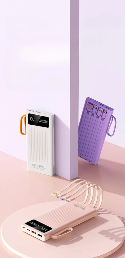 66W Super Fast Power Bank 20000 mAh Large Capacity Mobile Battery Pack Intelligent Digital Display for iPhone Xiaomi