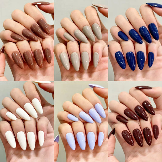10pcs Handmade Solid Color Press On Nails Fashionable Elegant Versatile Fits All Occasions