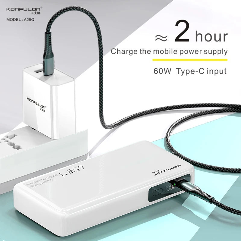 65W Power Bank 20000mAh Portable Charging Powerbank Mobile Phone External Battery PD QC 3.0 Charger 22.5W Poverbank 20000
