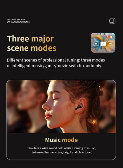 2025 New Wireless Earbuds With Touch Screen In-Ear Earphone ANC Noise Cancellation Long Battery ENC Compatible With IOS Android