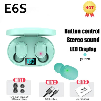 E6S Wireless Earphones Bluetooth Headphone Gaming Headset TWS E7S Sports Earbuds Noise Cancelling Headset for IOS Android