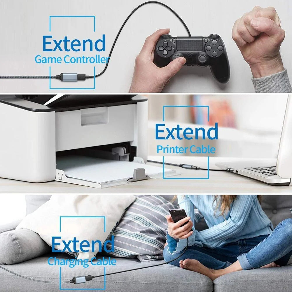 USB 3.0 Extension Cable 3ft/6ft, Male To Female Braided Cord, High Speed Data Transfer for Keyboard/Mouse/Flash Drive