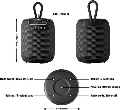 Bluetooth Speakers, 15W Portable Speakers Bluetooth Wireless V5.3 with Stereo Sound, Active Extra Bass, IPX7 Waterproof Shower