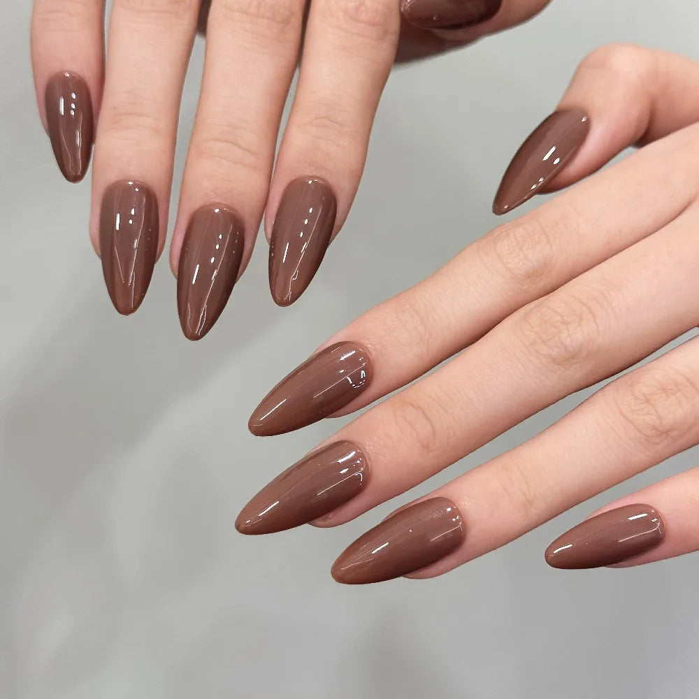 10pcs Handmade Solid Color Press On Nails Fashionable Elegant Versatile Fits All Occasions