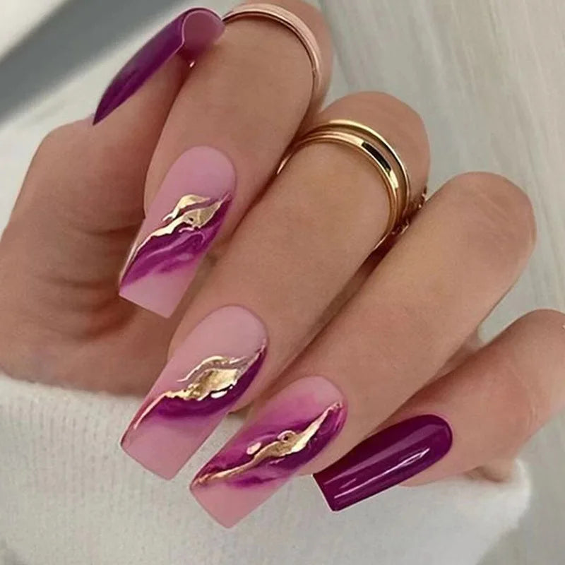 French Nails Press on Nails Acrylic Press on Nails Handmade Thick Press on Nails 3d Art Fish False Nails Remover Fake Nails 24Pc