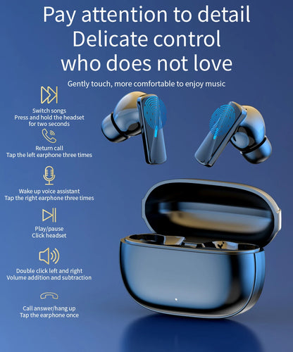 Earbuds True Wireless Earphone Noise Cancelling Update Bluetooth 5.3 Headset HD Music Headphone In-Ear Handsfree With Mic