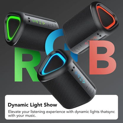 Bluetooth Speaker, 2025 Portable Wireless Speakers with Led Light, Bluetooth 5.4, 24H Playtime, Enhanced Bass, IPX7 Waterproof