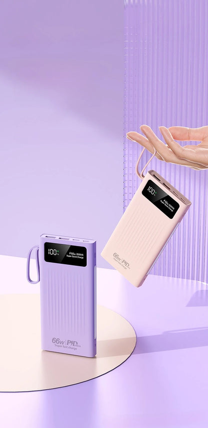 66W Super Fast Power Bank 20000 mAh Large Capacity Mobile Battery Pack Intelligent Digital Display for iPhone Xiaomi