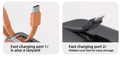 Power Bank 10000mAh Large Capacity Power Bank With 2 Cables PD Fast Charging Powerbank Rechargeable Batteries Portable Battery
