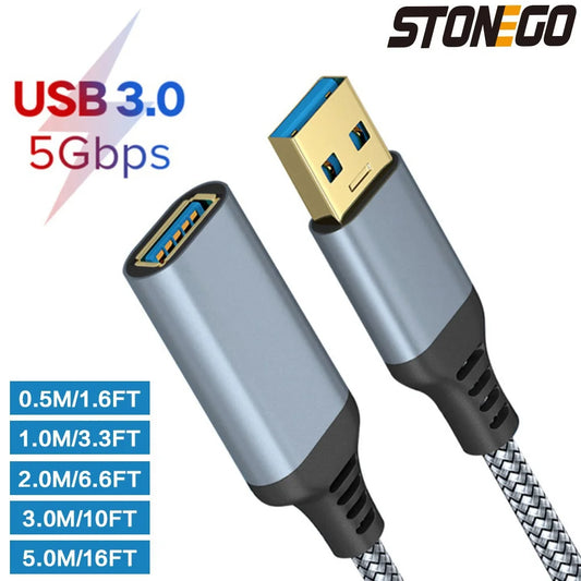 USB 3.0 Extension Cable 3ft/6ft, Male To Female Braided Cord, High Speed Data Transfer for Keyboard/Mouse/Flash Drive