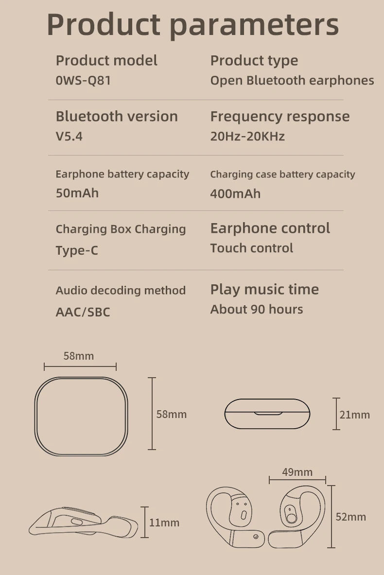 Bluetooth wireless earbuds Ear Hook Headset Bluetooth Headphone HD Sound Quality Stereo Sports work EarBuds
