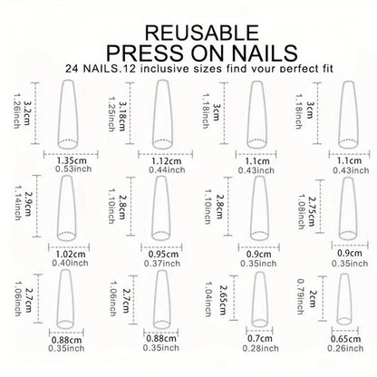 120pcs Long Coffin Black Press-On Nails Full Cover Ballet Square Shape False Nails Solid Color Glossy Finish Durable Fake Nails*