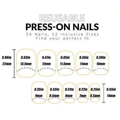 ARTAUG 24PCS Medium pink glitter press on nails and press on full set and press on nails love design sweet and cute